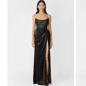 SAU LEE: Julia Jacquard Gown Black